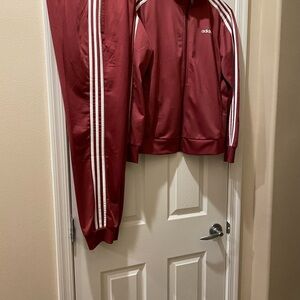 Women’s tracksuit burgundy and white size Large EUC….